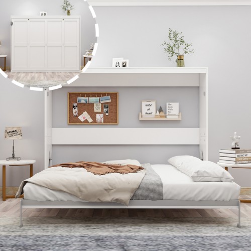 White queen murphy bed wall - white,