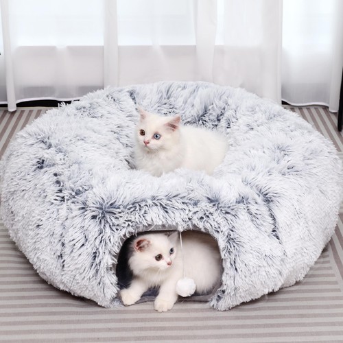 Plush cat donut - donut, bed
