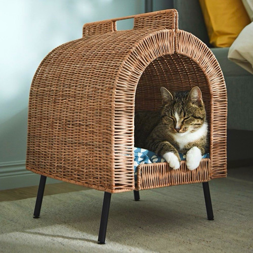 Wicker cat house hideaway - cat, cave