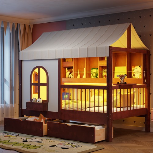 Twin size house bed with - size,